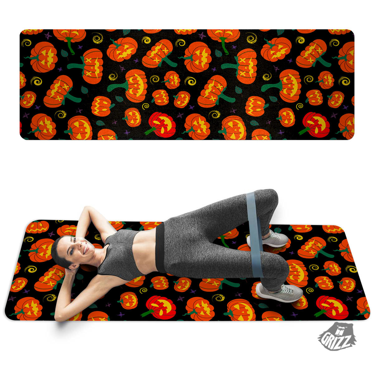 Halloween Pumpkin Print Pattern Thin Yoga Mat