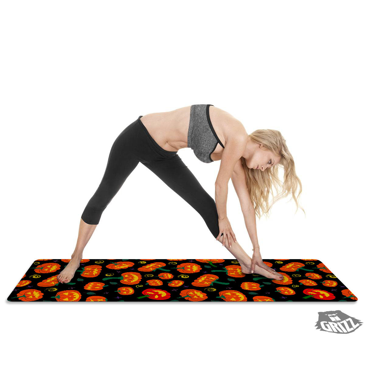 Halloween Pumpkin Print Pattern Thin Yoga Mat