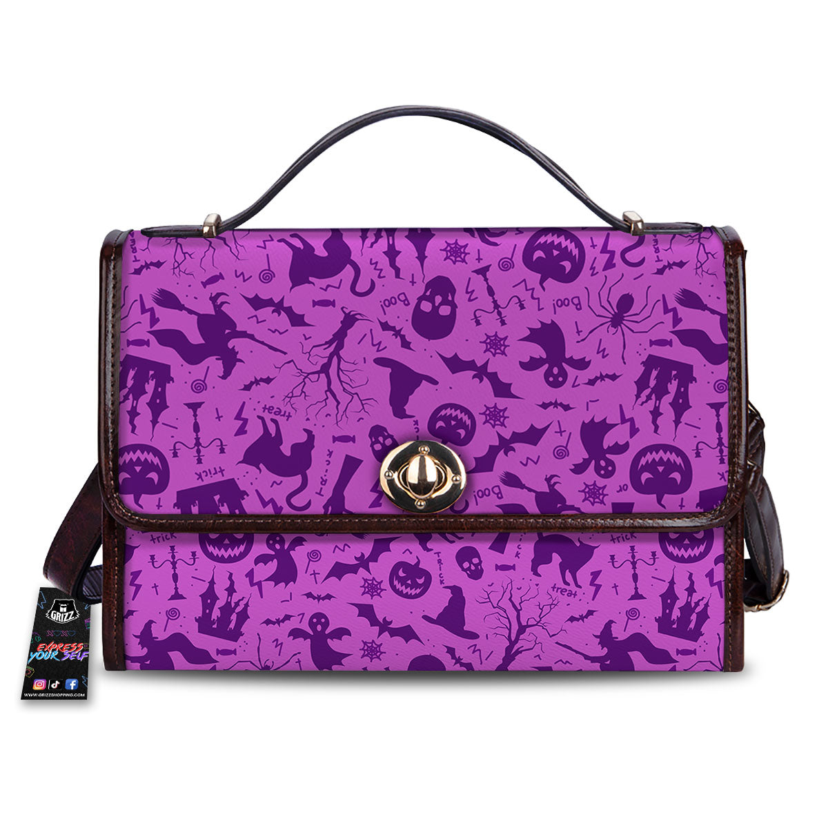 Halloween Purple Print Pattern Women's Satchel Bag