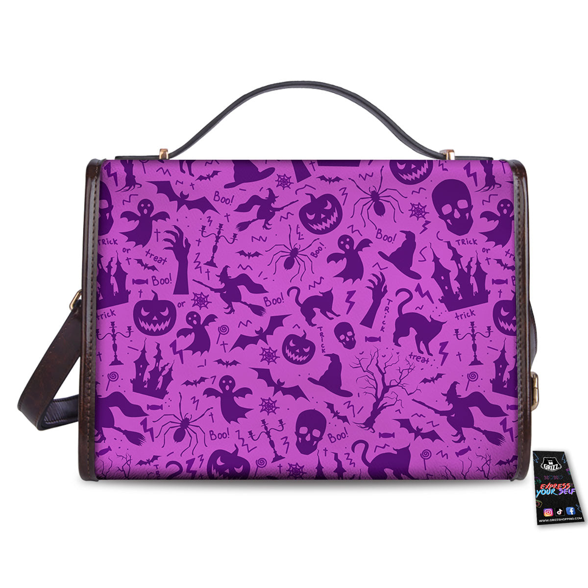 Halloween Purple Print Pattern Women's Satchel Bag