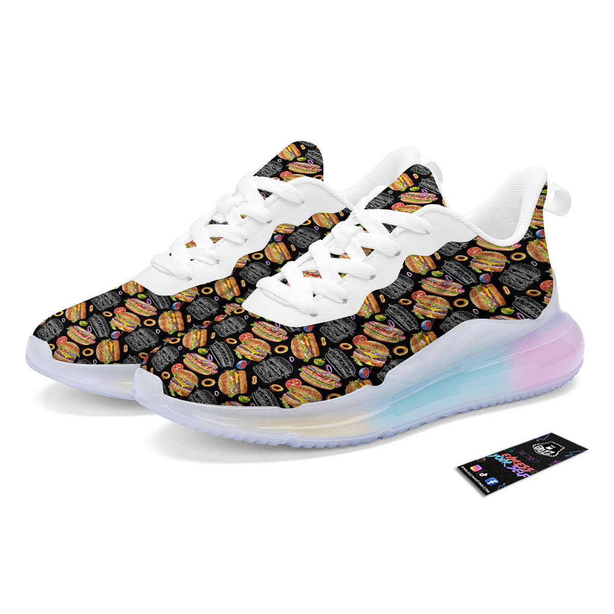Hamburger And Hot Dog Print Pattern Running Sneakers-grizzshop