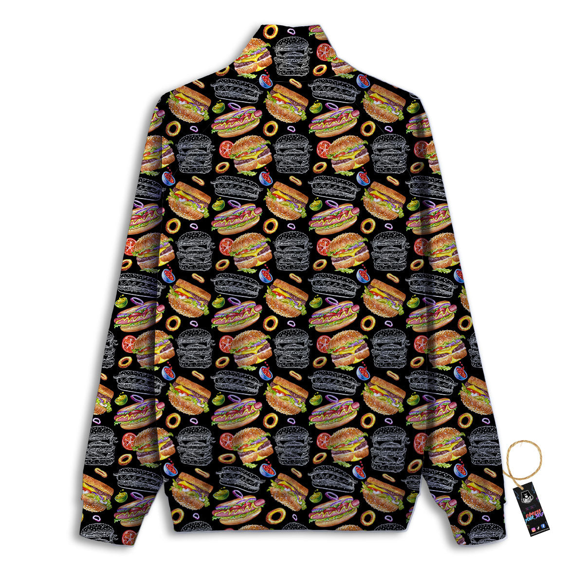 Hamburger And Hot Dog Print Pattern Track Jacket-grizzshop