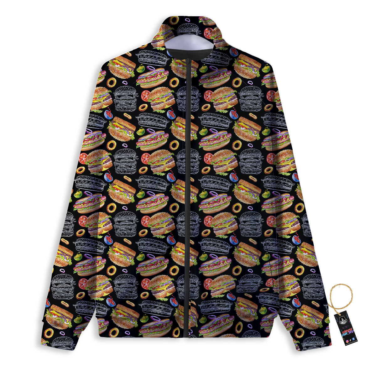 Hamburger And Hot Dog Print Pattern Track Jacket-grizzshop
