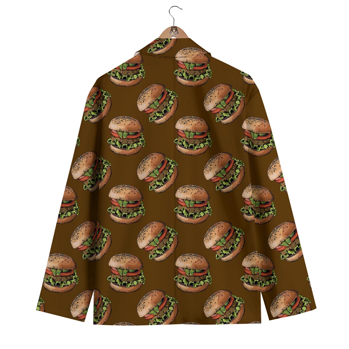Hamburger Brown Pattern Print Men's Blazer-grizzshop