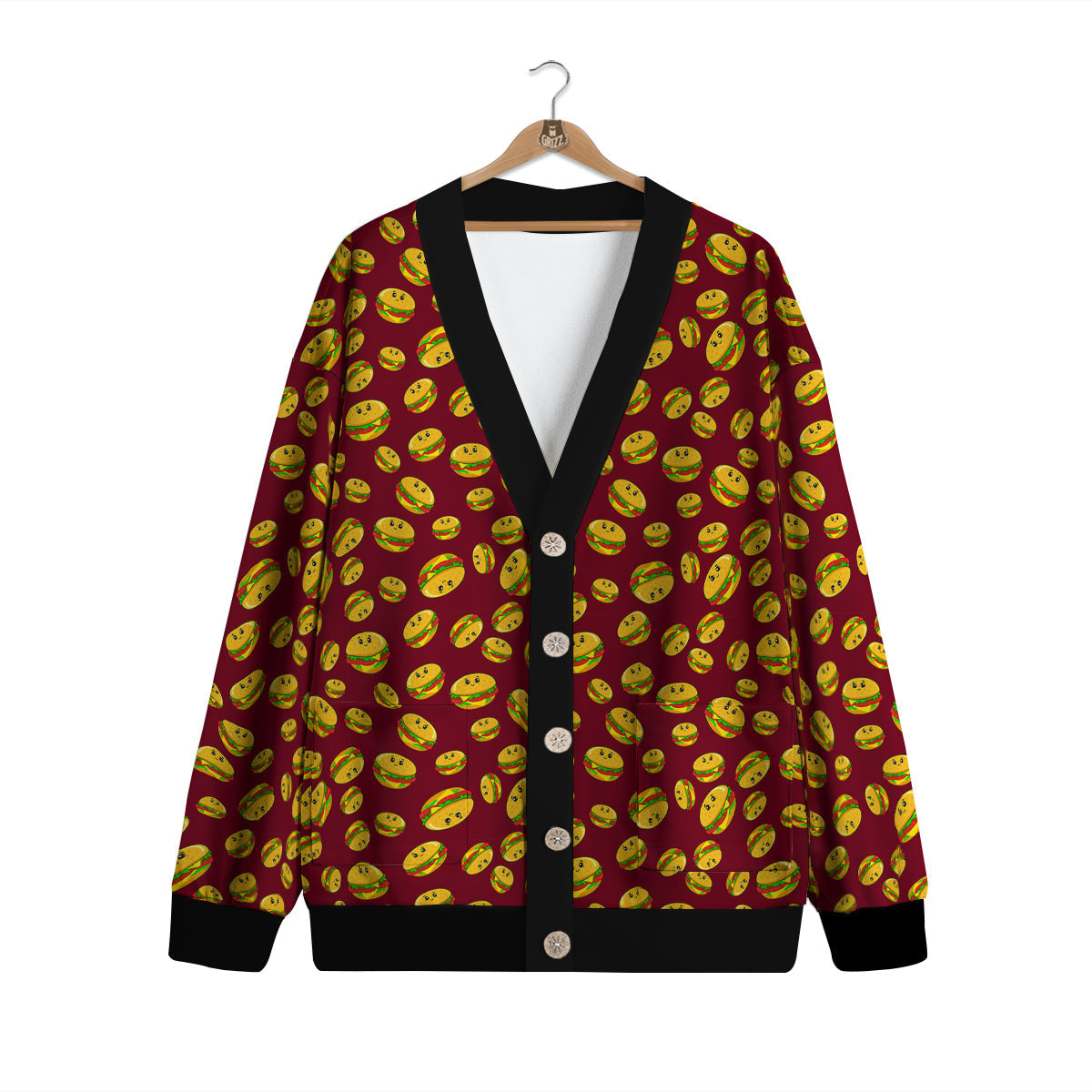 Hamburger Cute Print Pattern Cardigan-grizzshop