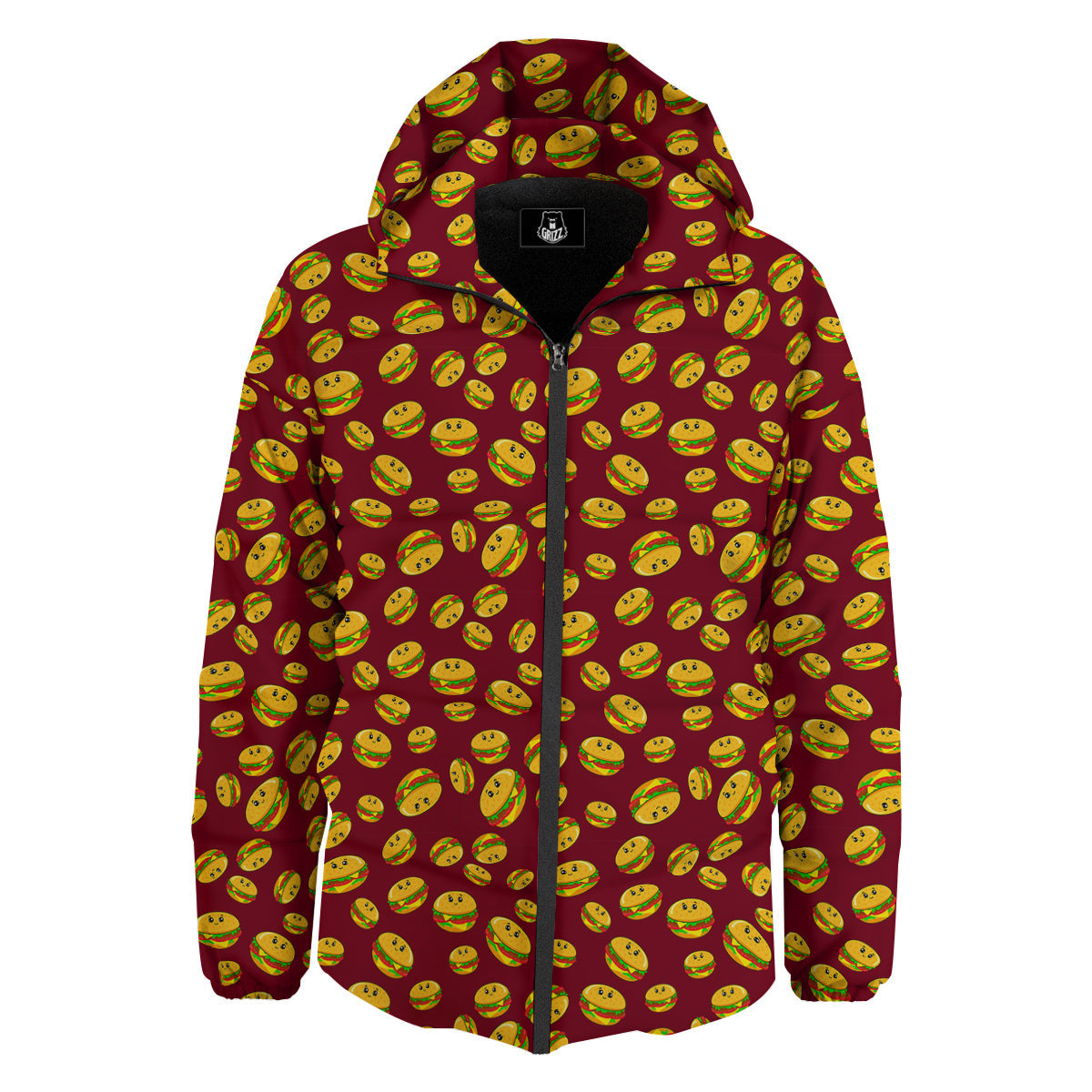 Hamburger Cute Print Pattern Down Jacket-grizzshop