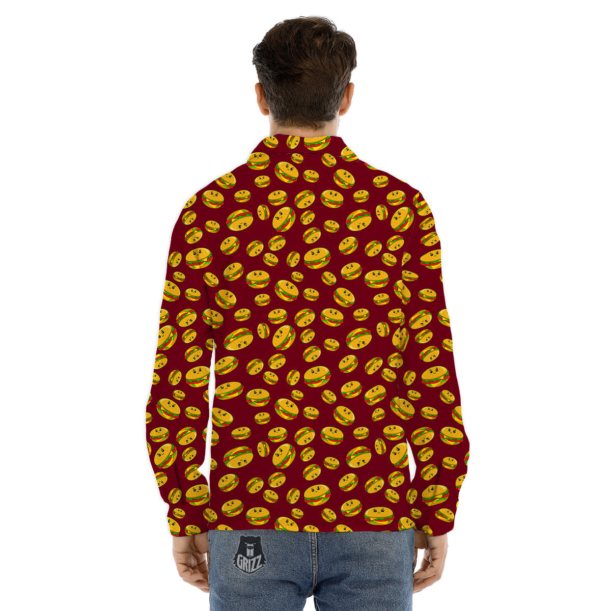 Hamburger Cute Print Pattern Men's Dress Shirts-grizzshop