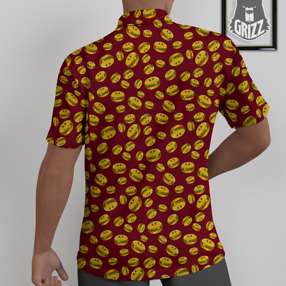Hamburger Cute Print Pattern Untucked Shirts-grizzshop