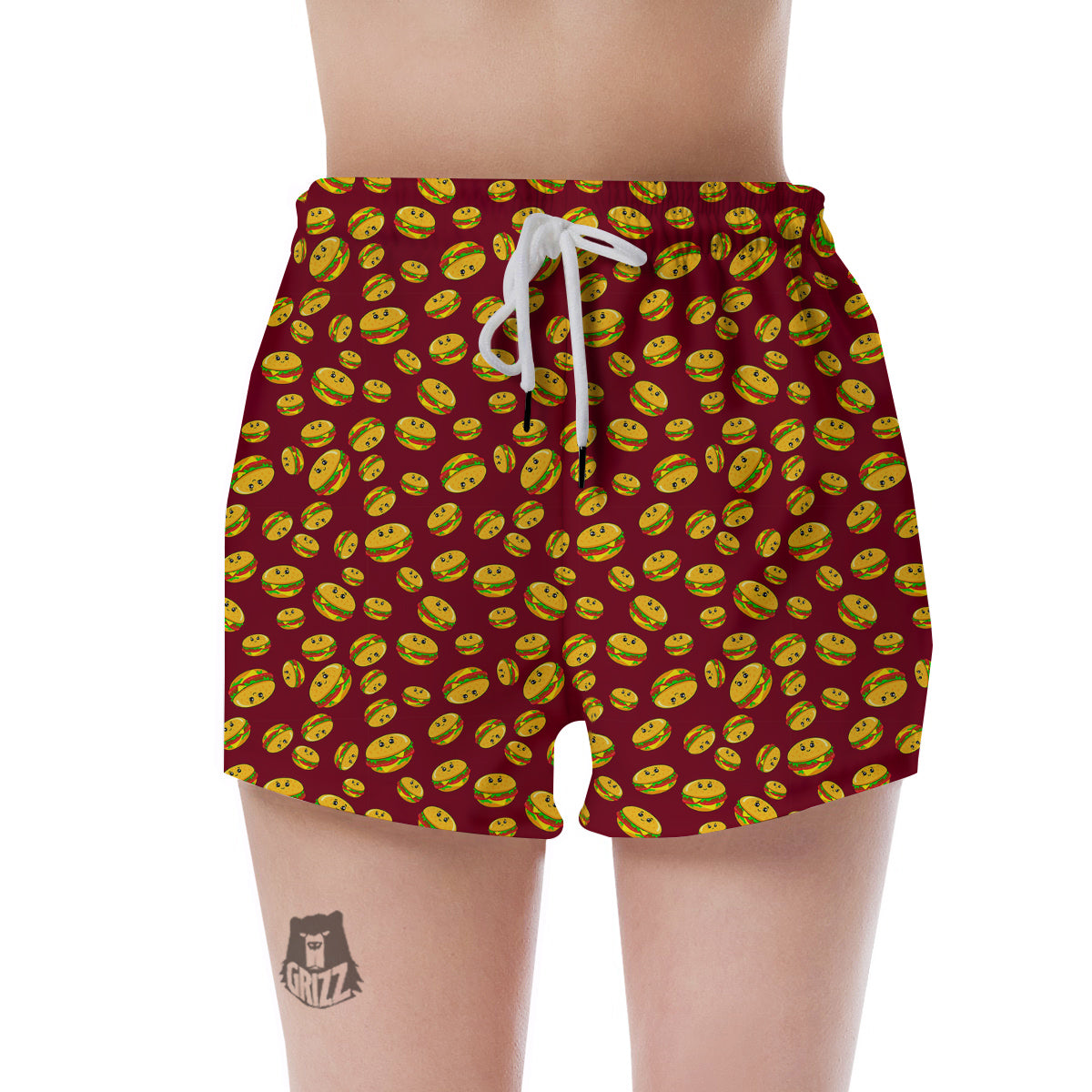 Hamburger Cute Print Pattern Women's Shorts-grizzshop