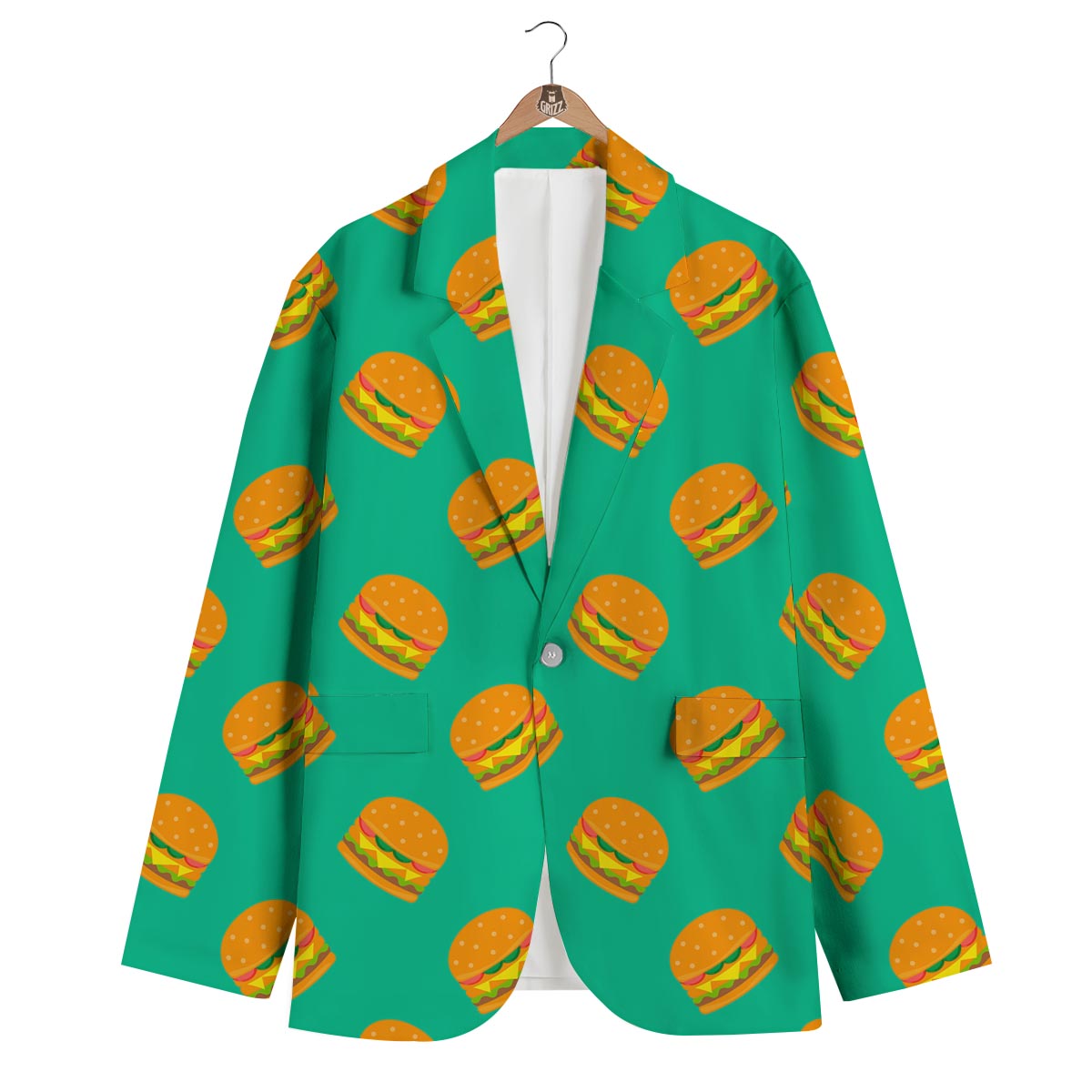 Hamburger Pastel Pattern Print Men's Blazer-grizzshop