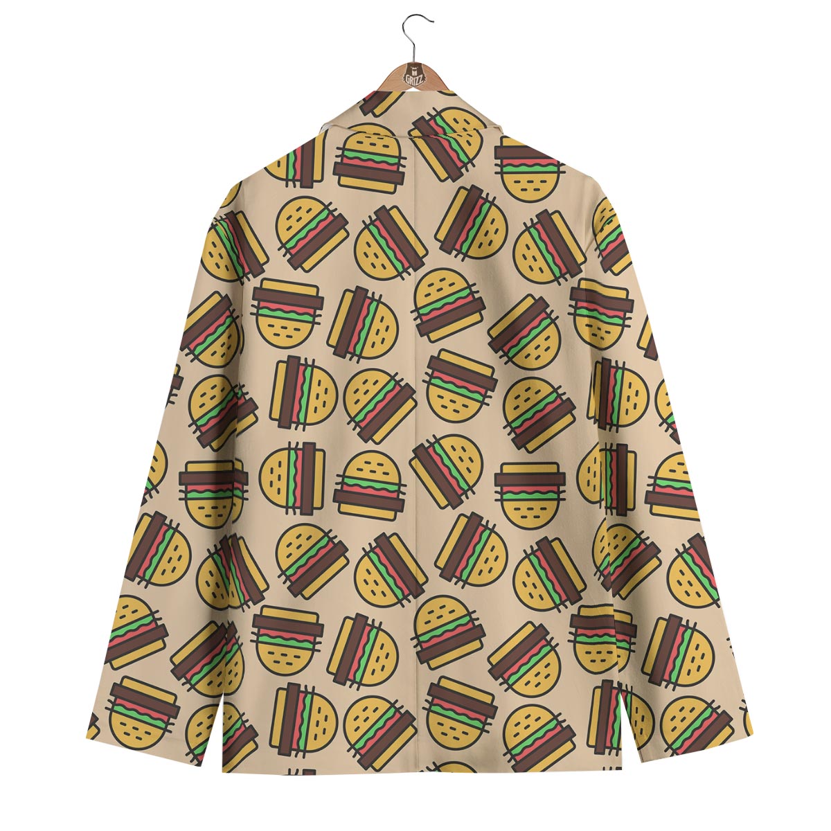 Hamburger Pattern Print Men's Blazer-grizzshop