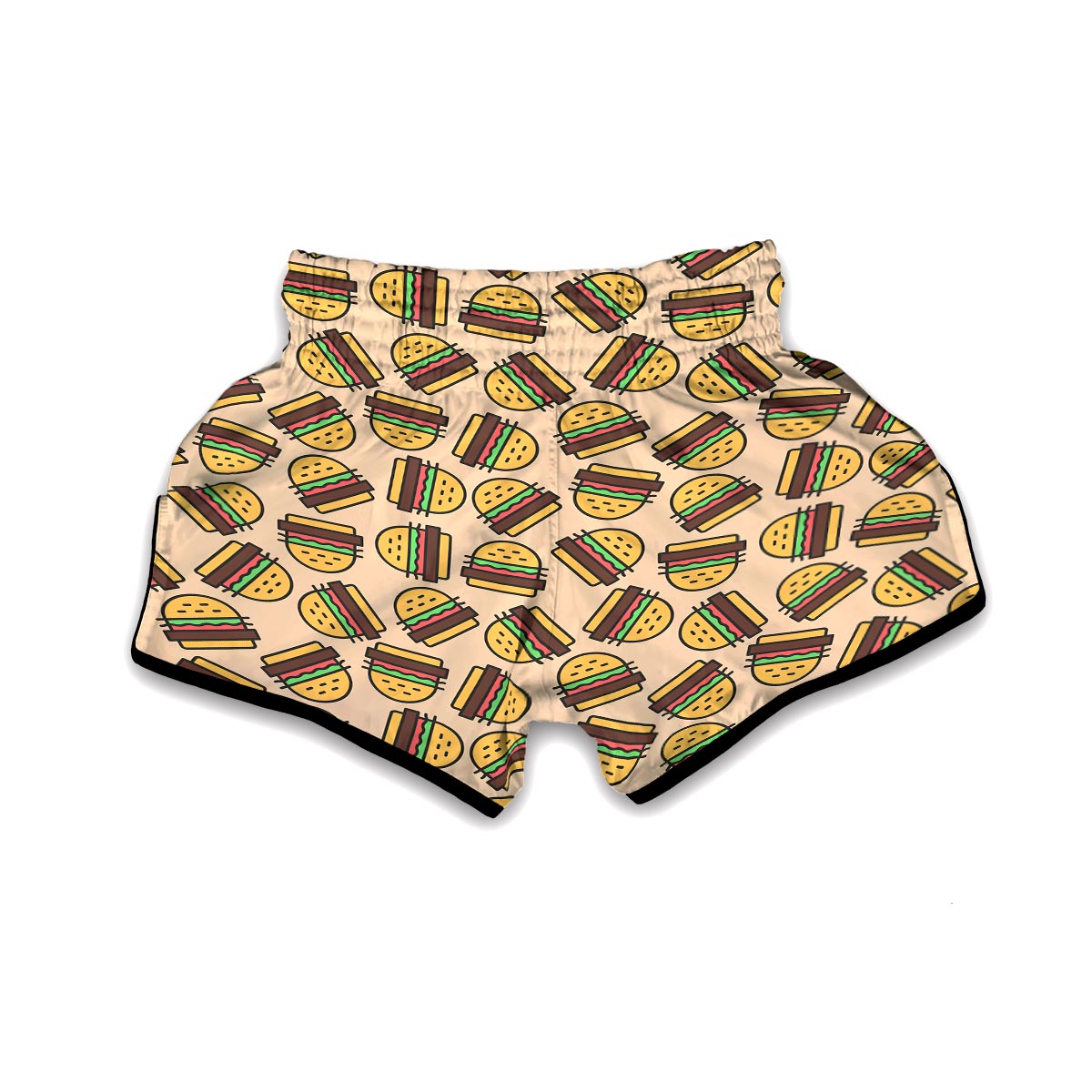 Hamburger Pattern Print Muay Thai Boxing Shorts-grizzshop