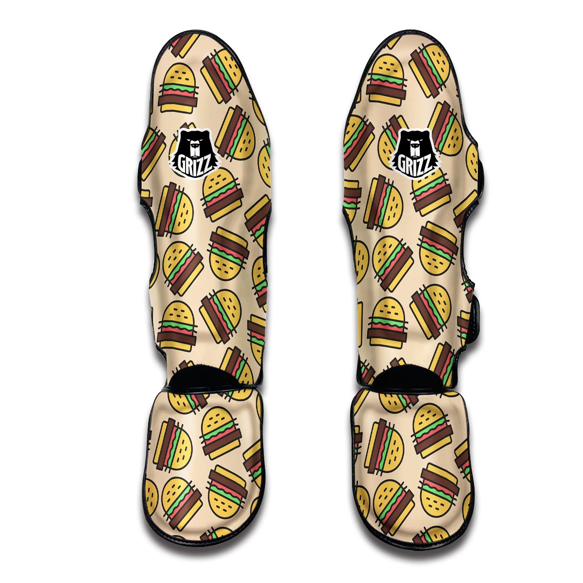 Hamburger Pattern Print Muay Thai Shin Guards-grizzshop