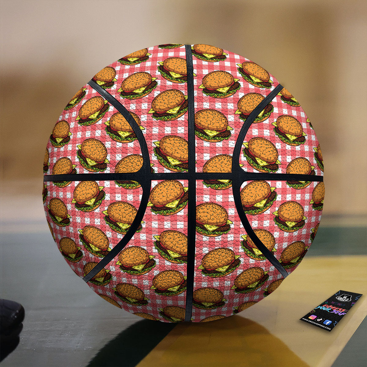 Hamburger Plaid Print Pattern Basketball-grizzshop