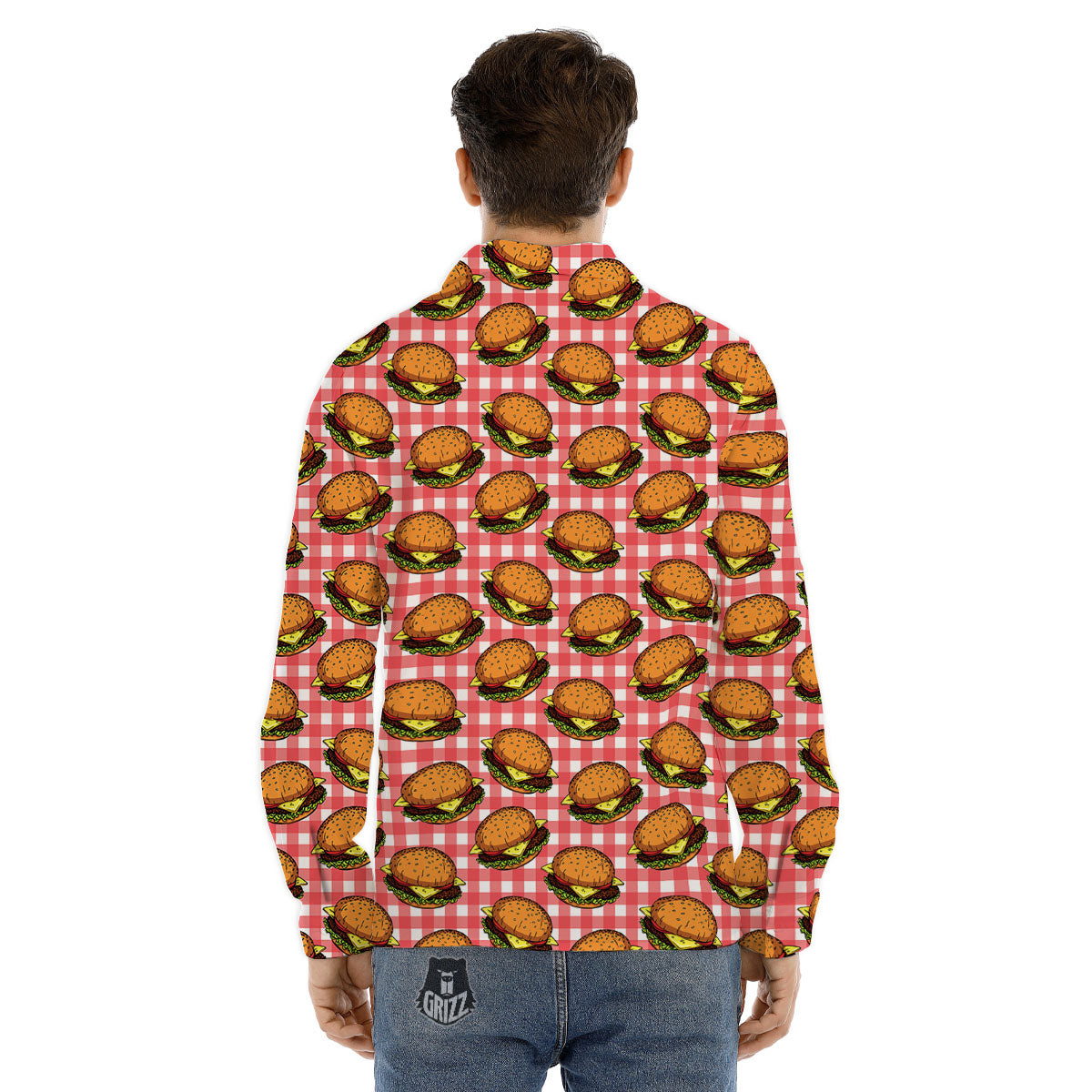 Hamburger Plaid Print Pattern Men's Dress Shirts-grizzshop
