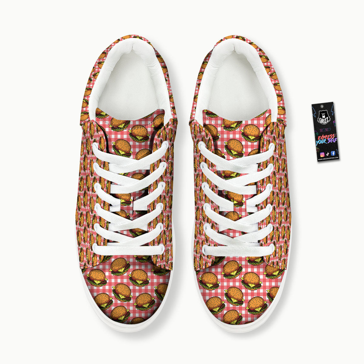 Hamburger Plaid Print Pattern Platform Shoes-grizzshop