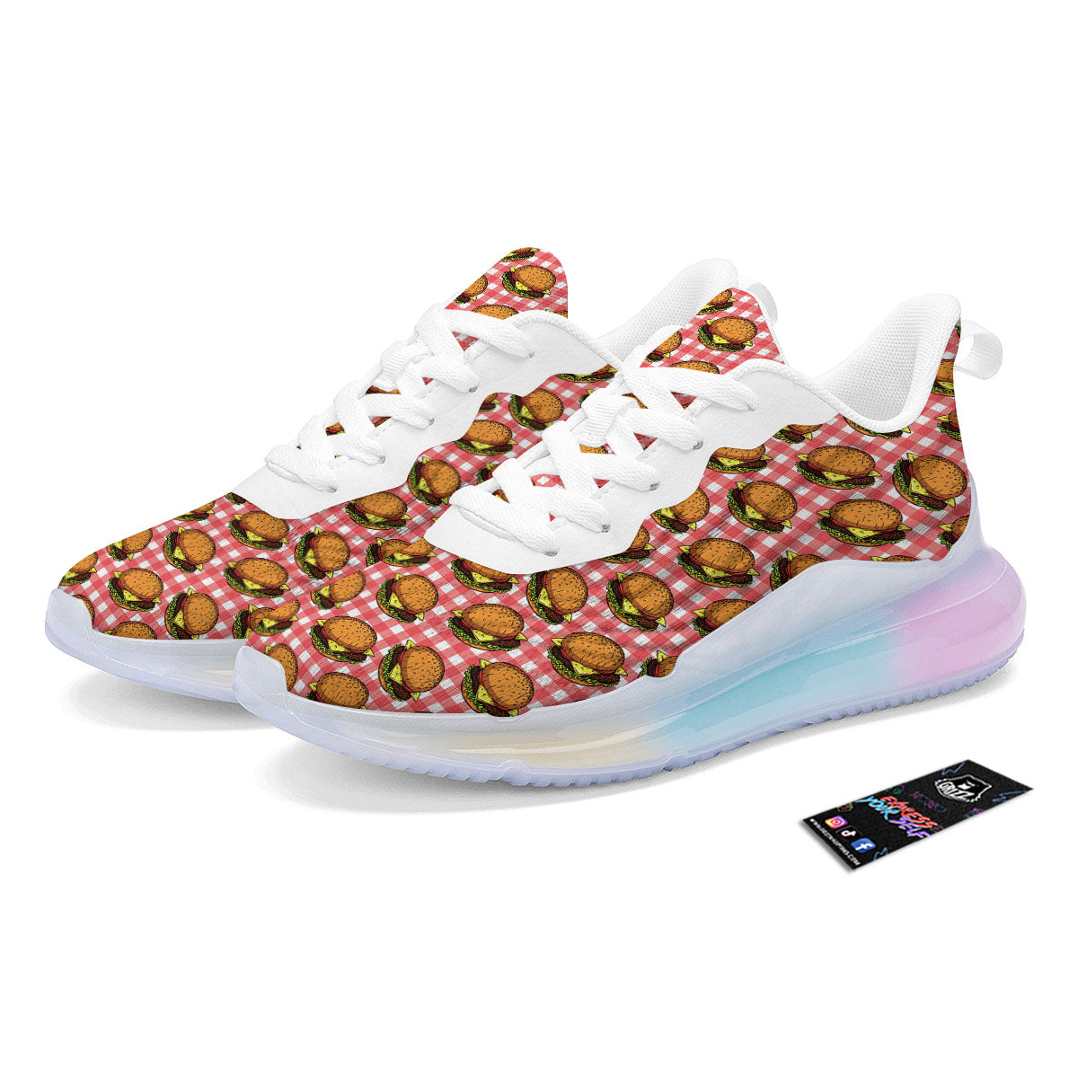 Hamburger Plaid Print Pattern Running Sneakers-grizzshop