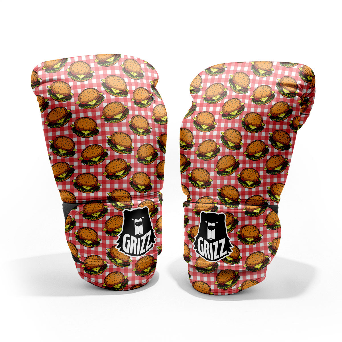 Hamburger Plaid Print Pattern Pro Boxing Glove