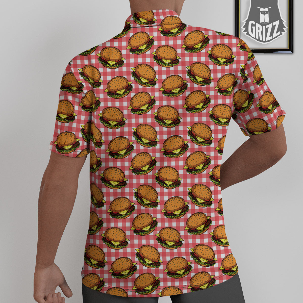 Hamburger Plaid Print Pattern Untucked Shirts-grizzshop