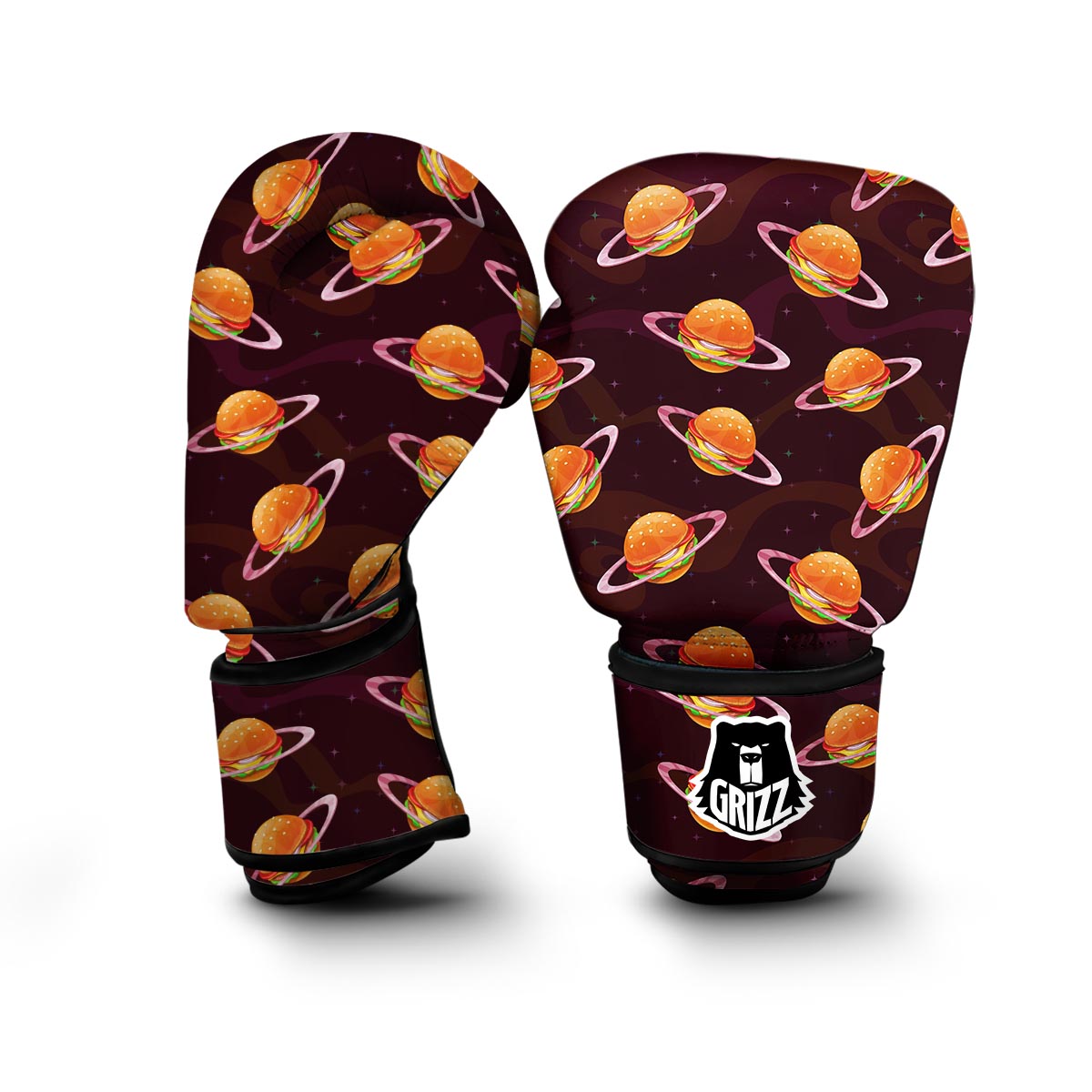 Hamburger Planet Pattern Print Boxing Gloves-grizzshop