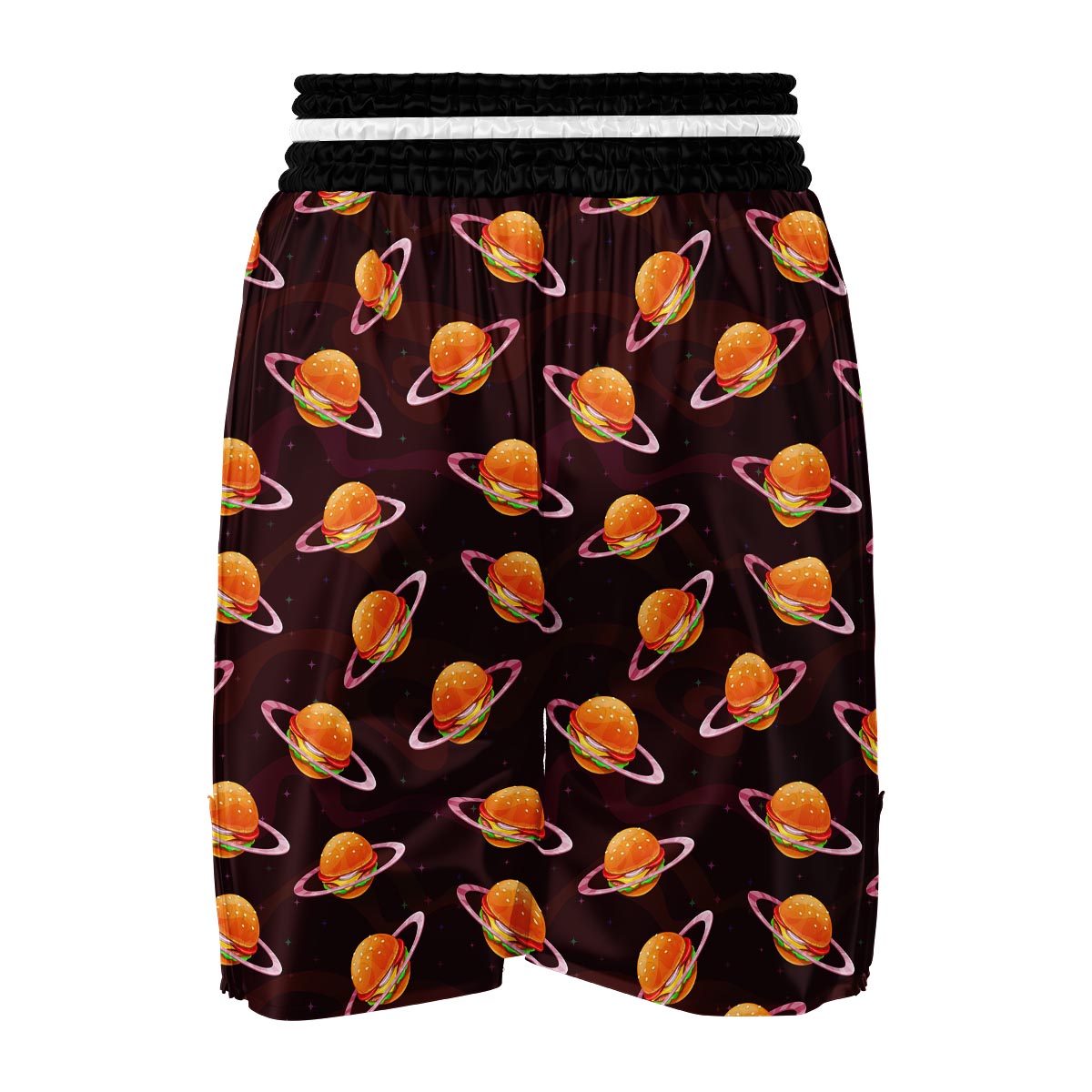 Hamburger Planet Pattern Print Boxing Shorts-grizzshop