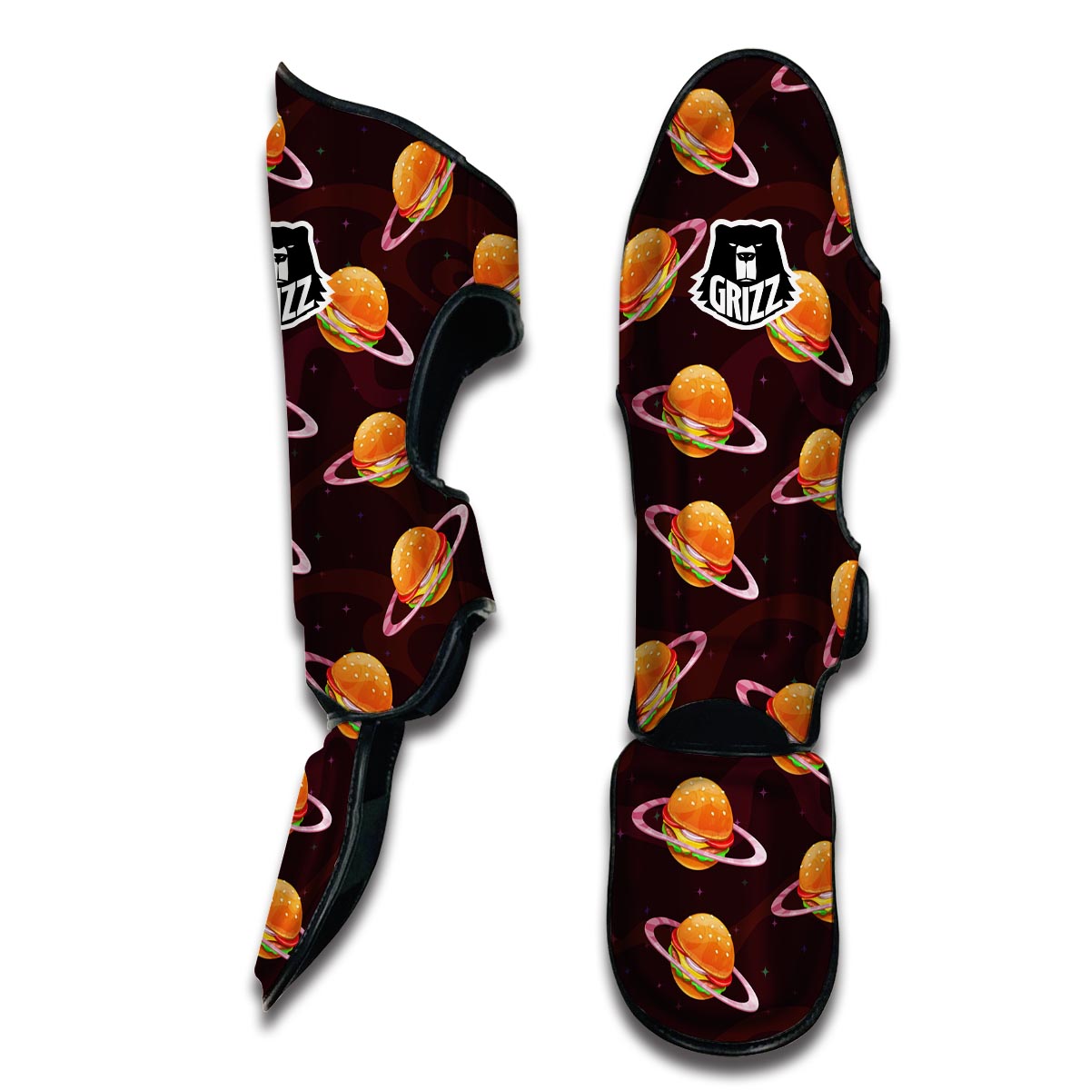 Hamburger Planet Pattern Print Muay Thai Shin Guards-grizzshop