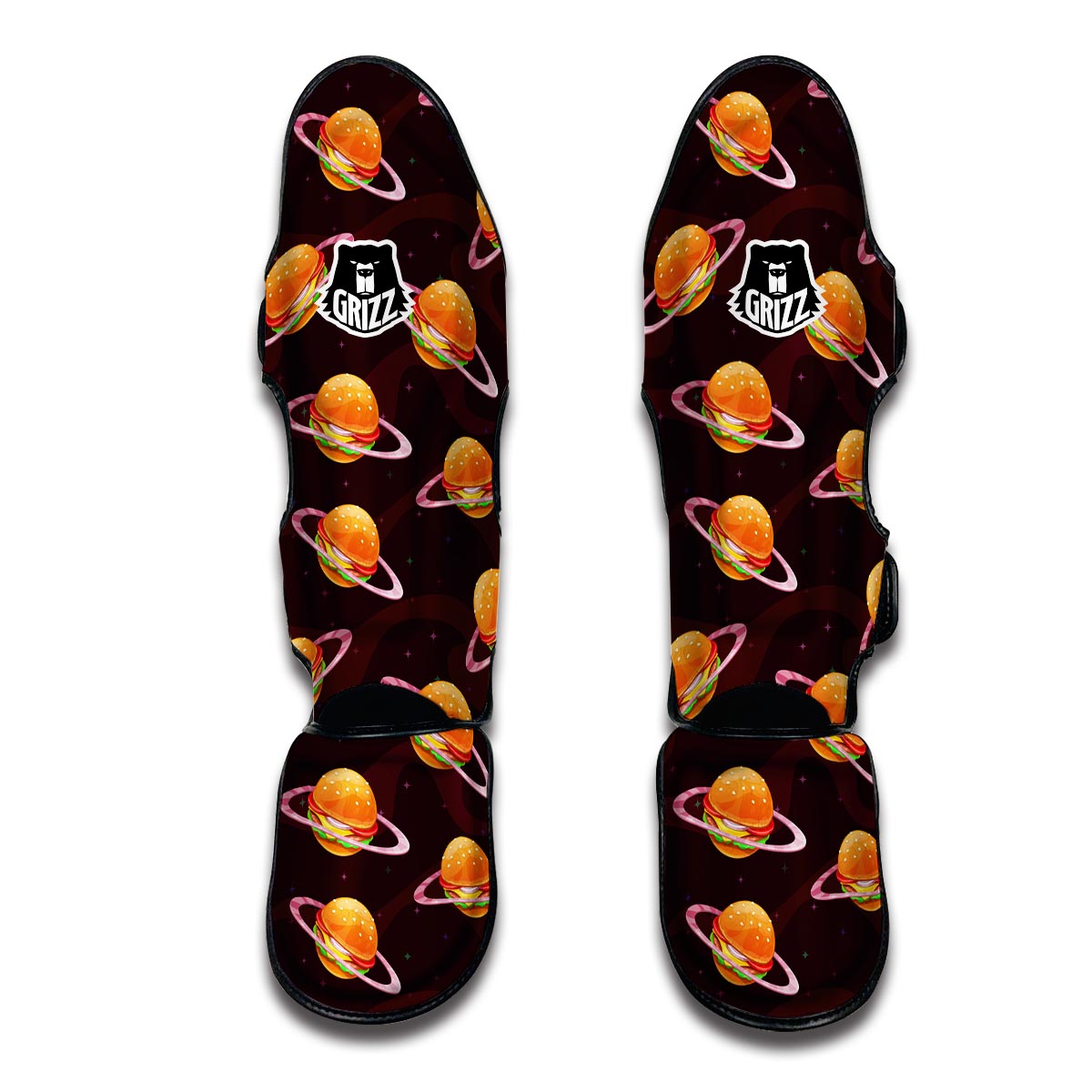 Hamburger Planet Pattern Print Muay Thai Shin Guards-grizzshop