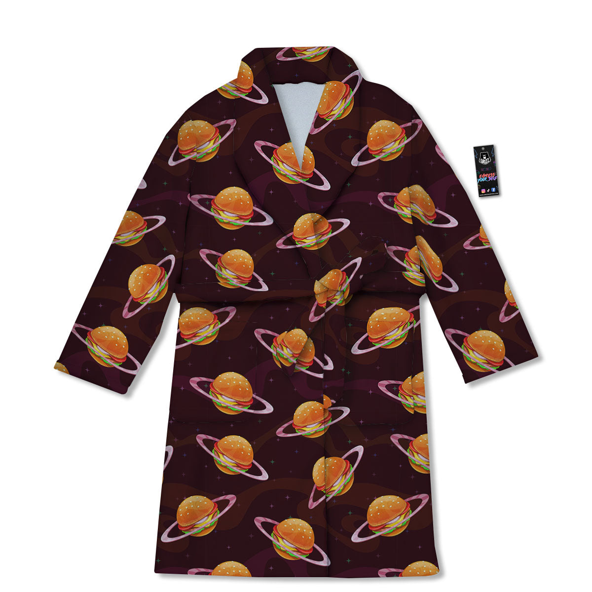 Hamburger Planet Print Pattern Bathrobe-grizzshop