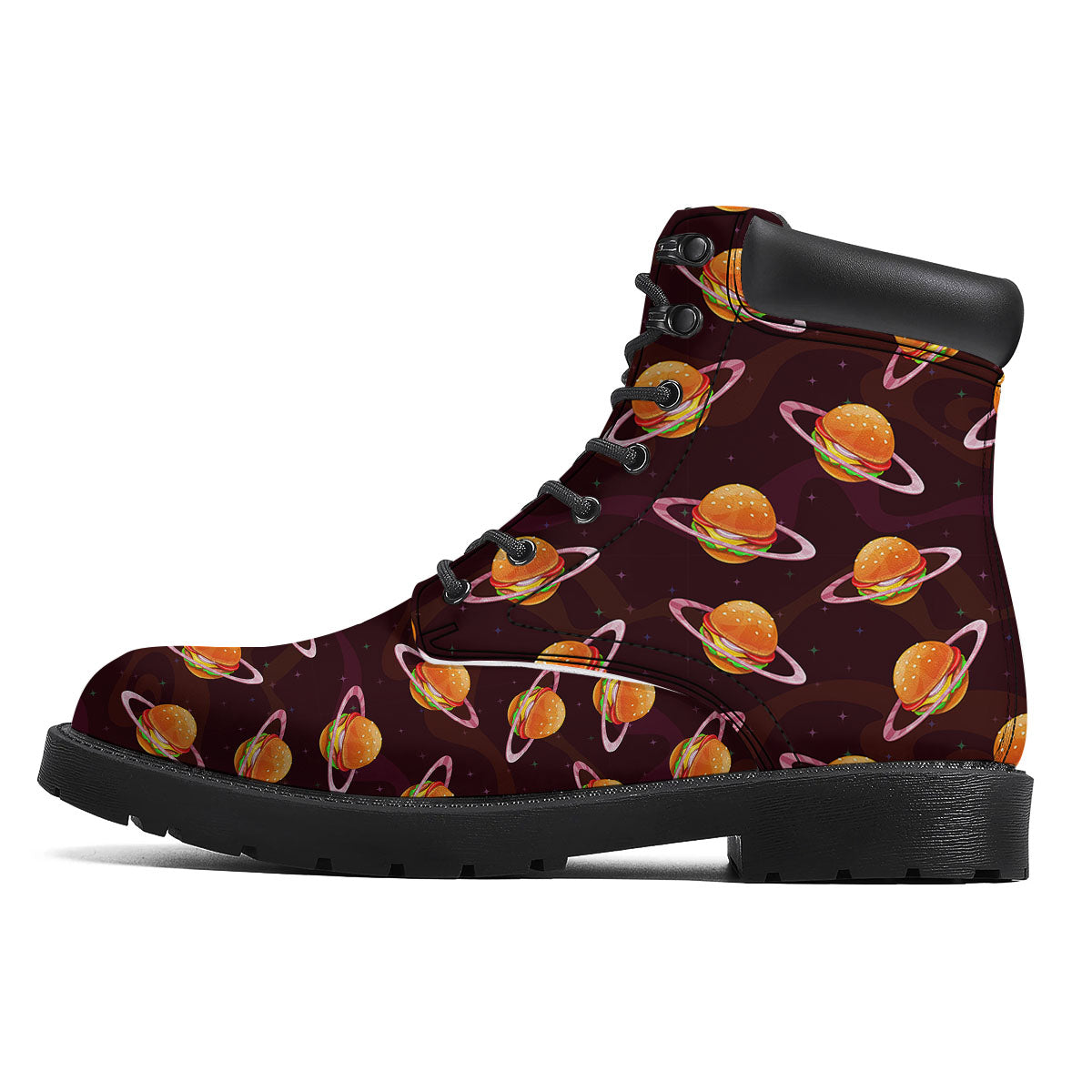 Hamburger Planet Print Pattern Boots-grizzshop