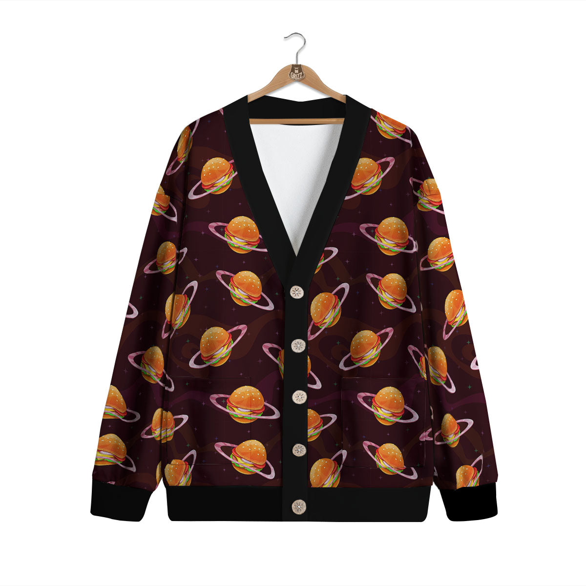 Hamburger Planet Print Pattern Cardigan-grizzshop