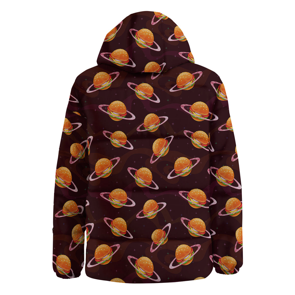 Hamburger Planet Print Pattern Down Jacket-grizzshop