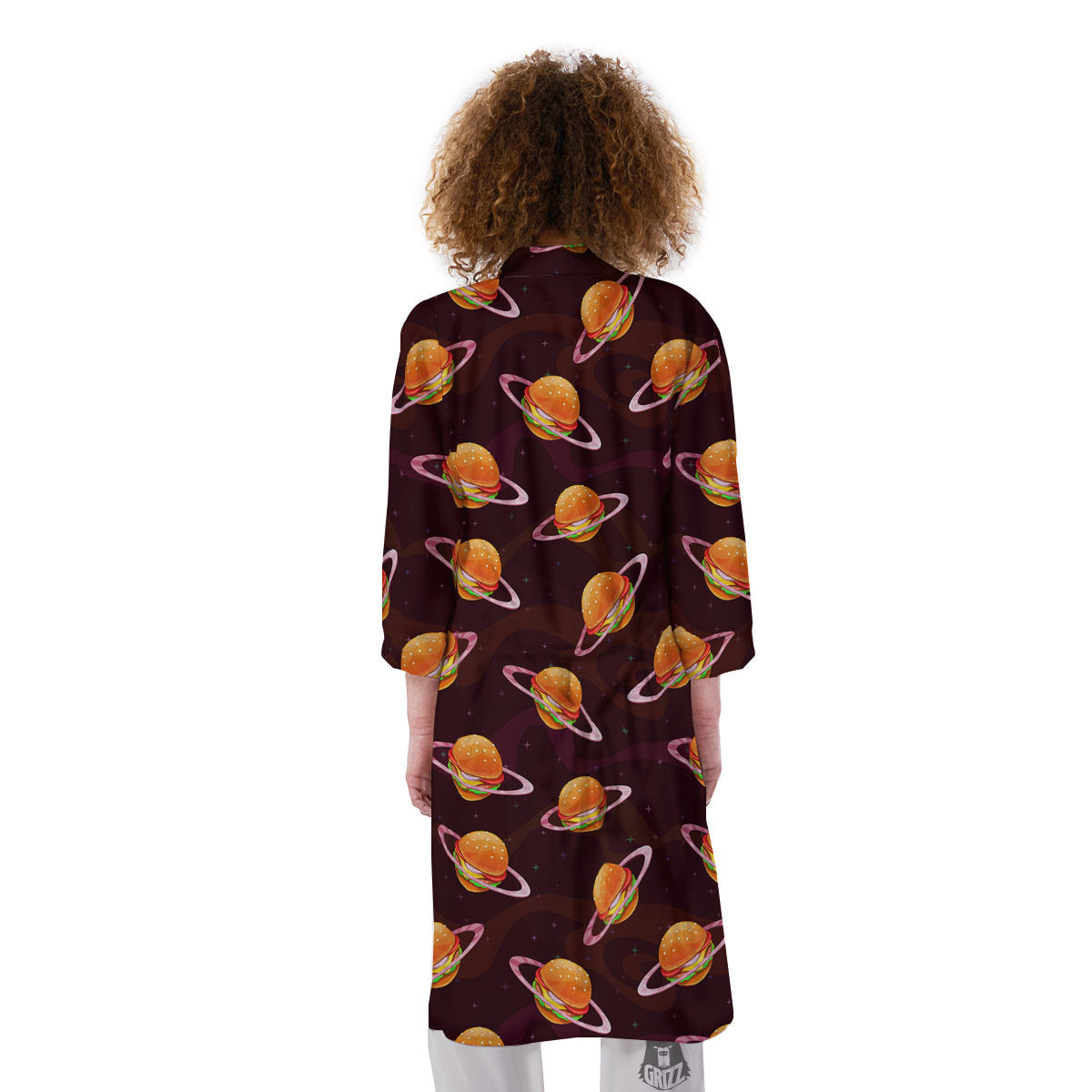 Hamburger Planet Print Pattern Kimono-grizzshop