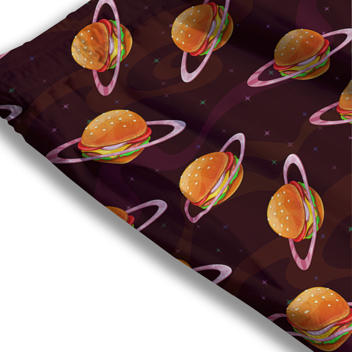 Hamburger Planet Print Pattern Mesh Shorts