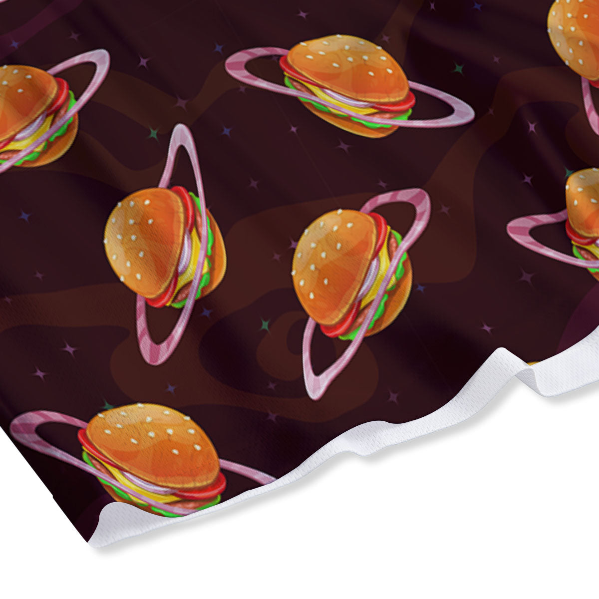 Hamburger Planet Print Pattern Mesh Shorts