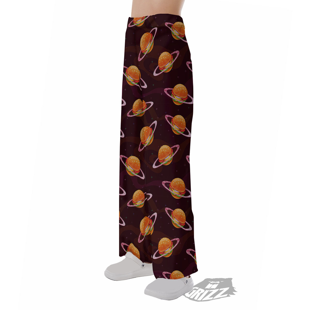 Hamburger Planet Print Pattern Pajama Pants-grizzshop
