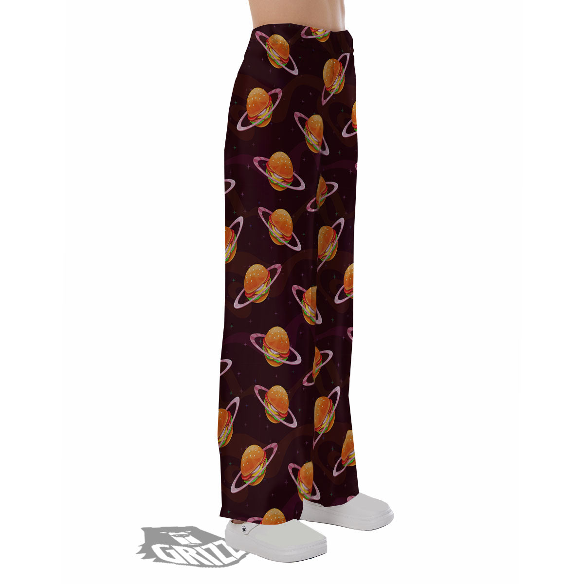 Hamburger Planet Print Pattern Pajama Pants-grizzshop