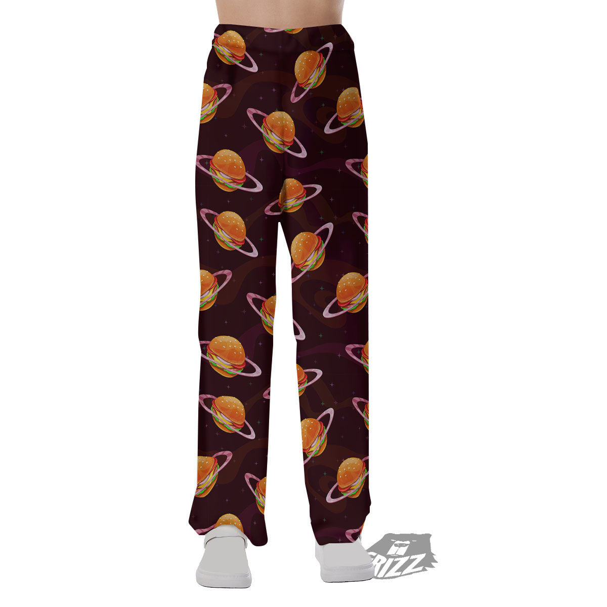 Hamburger Planet Print Pattern Pajama Pants-grizzshop
