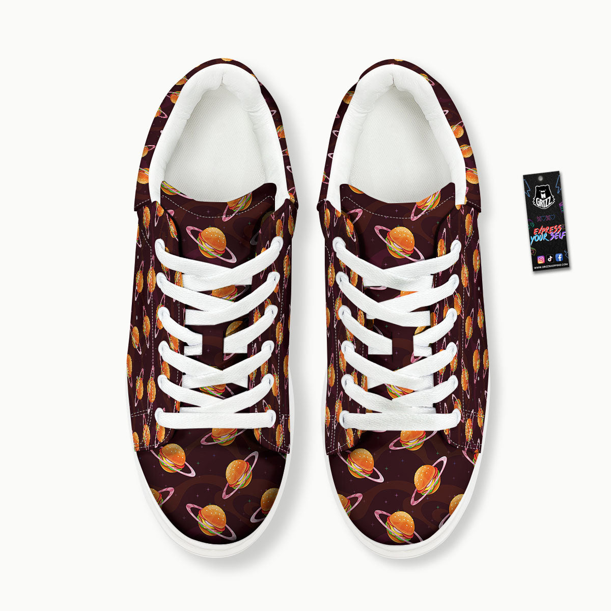 Hamburger Planet Print Pattern Platform Shoes-grizzshop