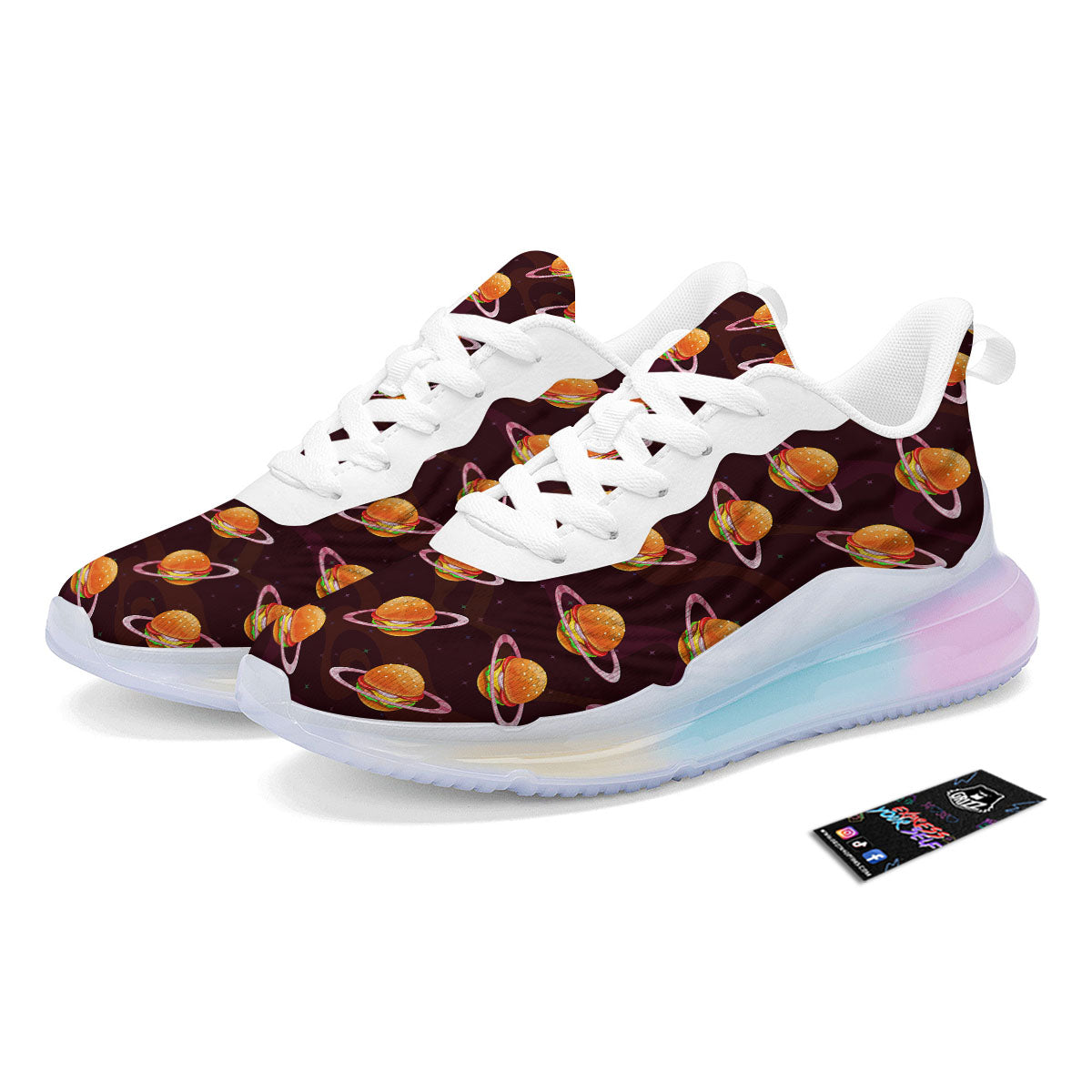 Hamburger Planet Print Pattern Running Sneakers-grizzshop