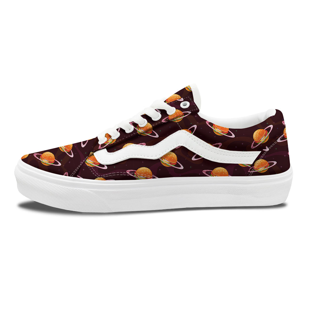 Hamburger Planet Print Pattern Skate Shoes-grizzshop