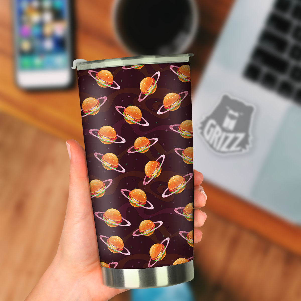 Hamburger Planet Print Pattern Tumbler-grizzshop