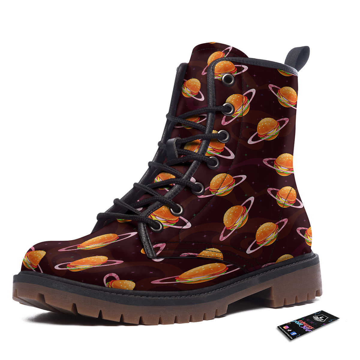 Hamburger Planet Print Pattern Work Boots-grizzshop
