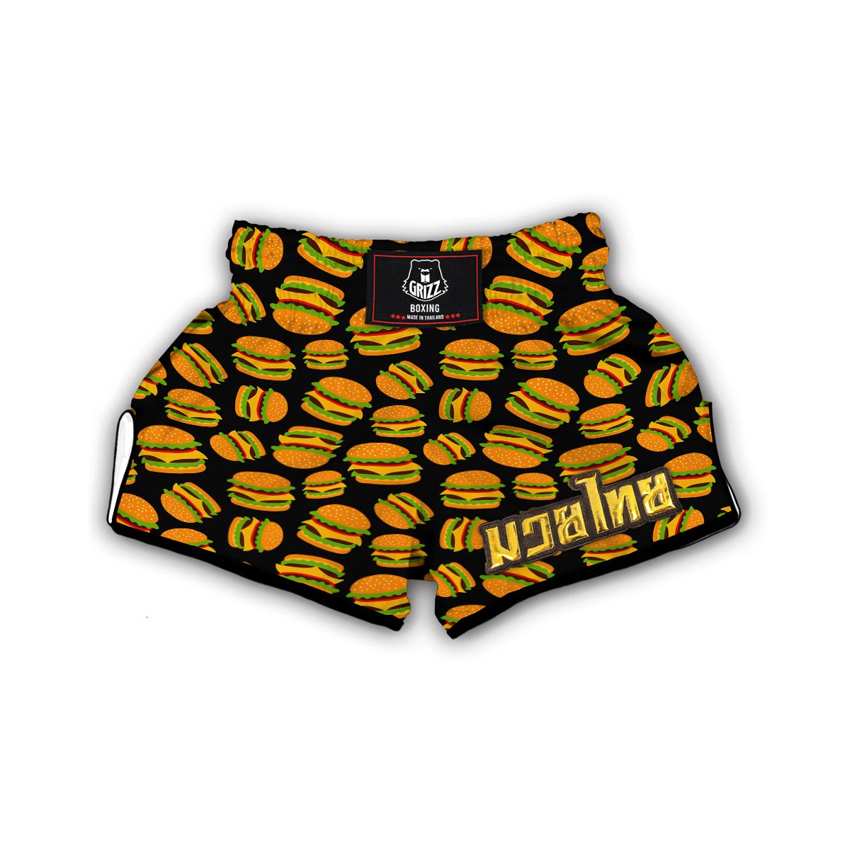 Hamburger Print Muay Thai Boxing Shorts-grizzshop