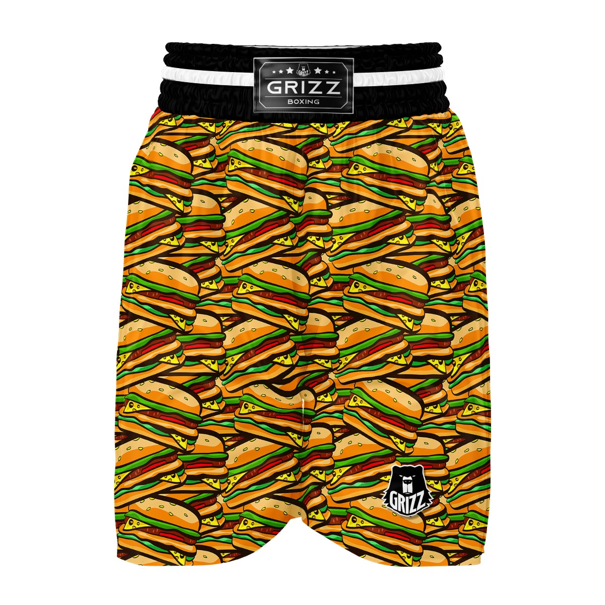 Hamburger Print Pattern Boxing Shorts-grizzshop