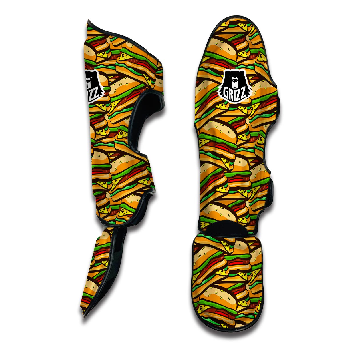 Hamburger Print Pattern Muay Thai Shin Guards-grizzshop