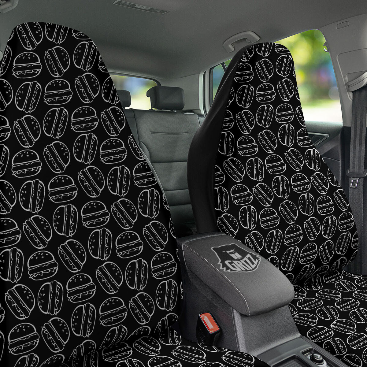 Hamburger White And Black Print Car Seat Covers-grizzshop