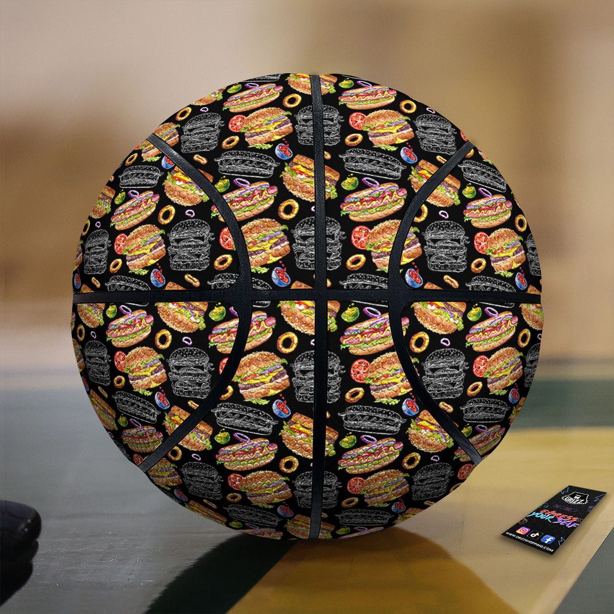 Hamburger And Hot Dog Print Pattern Basketball