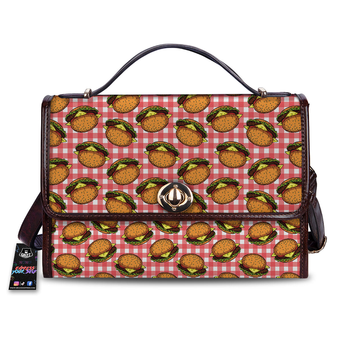 Hamburger Plaid Print Pattern Women's Satchel Bag