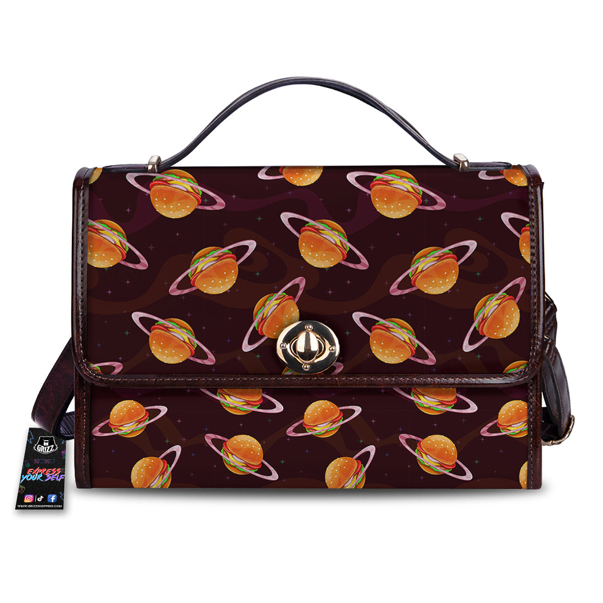 Hamburger Planet Print Pattern Women's Satchel Bag