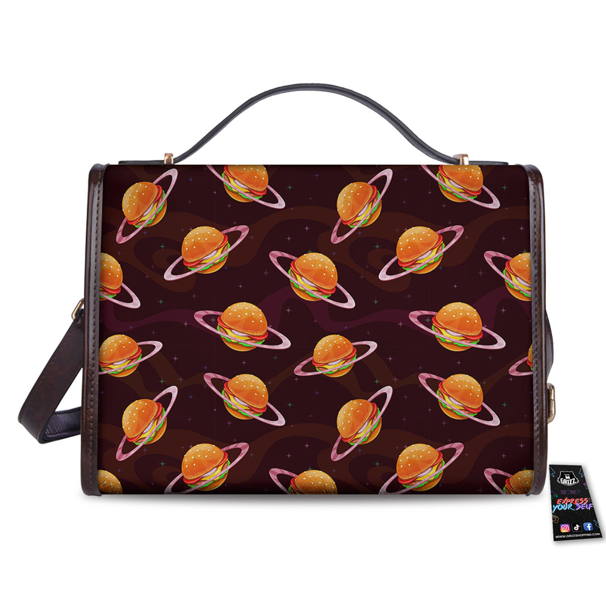 Hamburger Planet Print Pattern Women's Satchel Bag